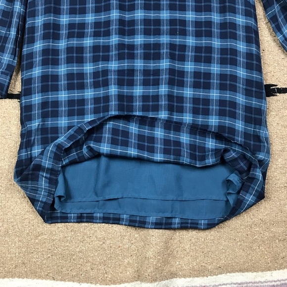 LOFT T-Shirt Dress Blue Plaid Long Medium - Picture 5 of 8